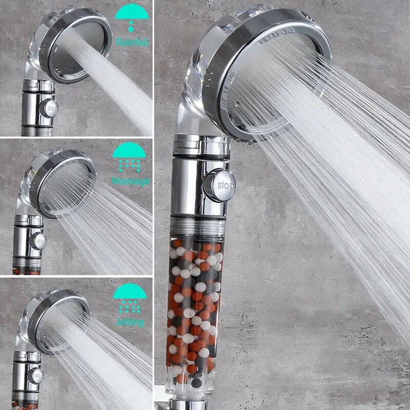 LED Anion Shower Head Rainfall SPA Temperature Control Shower